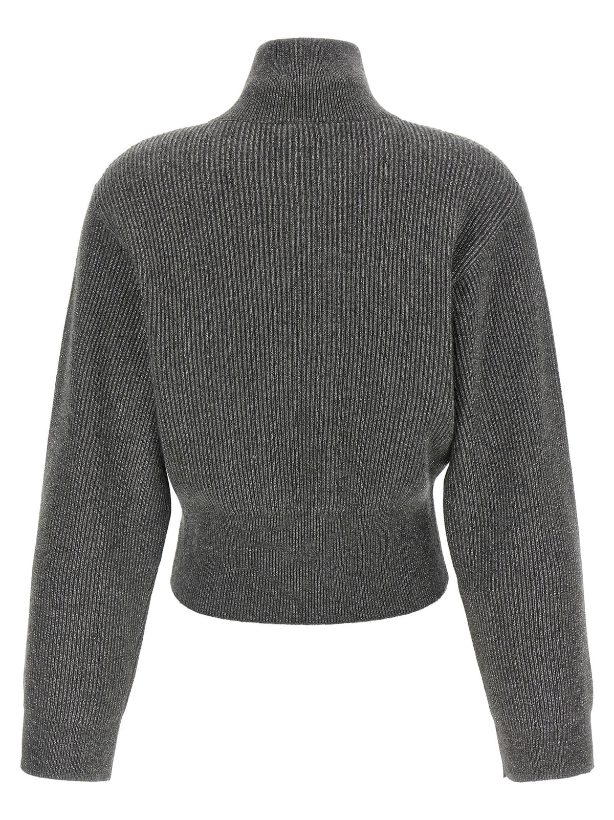 Brunello Cucinelli Ribbed Cardigan With Leather Detail