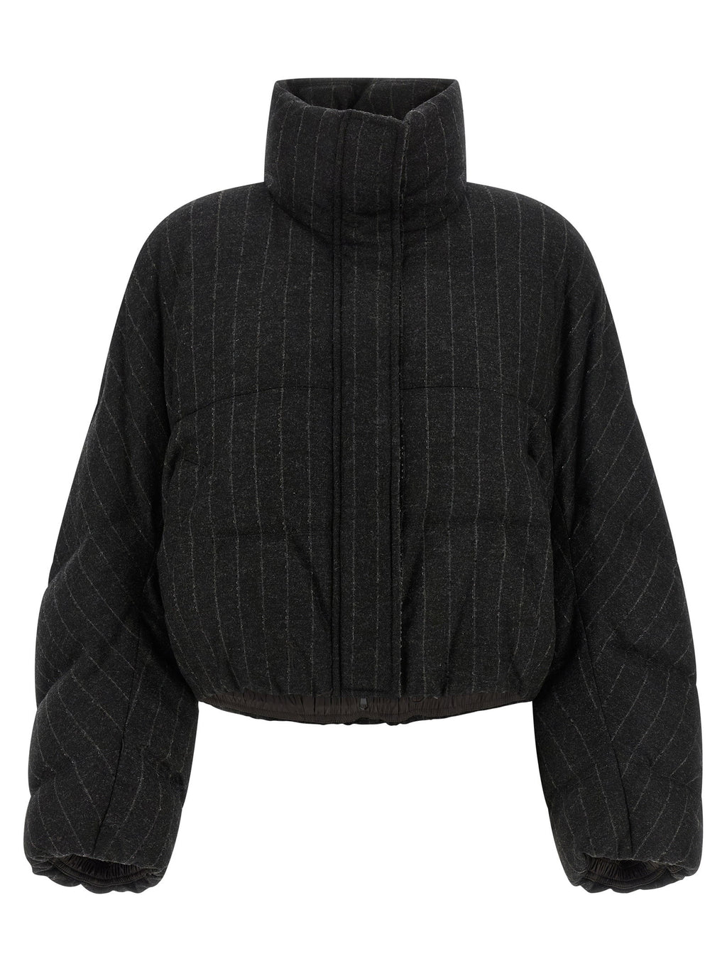 Brunello Cucinelli Micro Sequin Pinstriped Crop Down Jacket Brunello Cucinelli