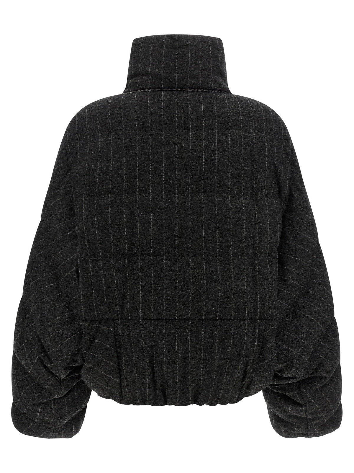 Brunello Cucinelli Micro Sequin Pinstriped Crop Down Jacket Brunello Cucinelli