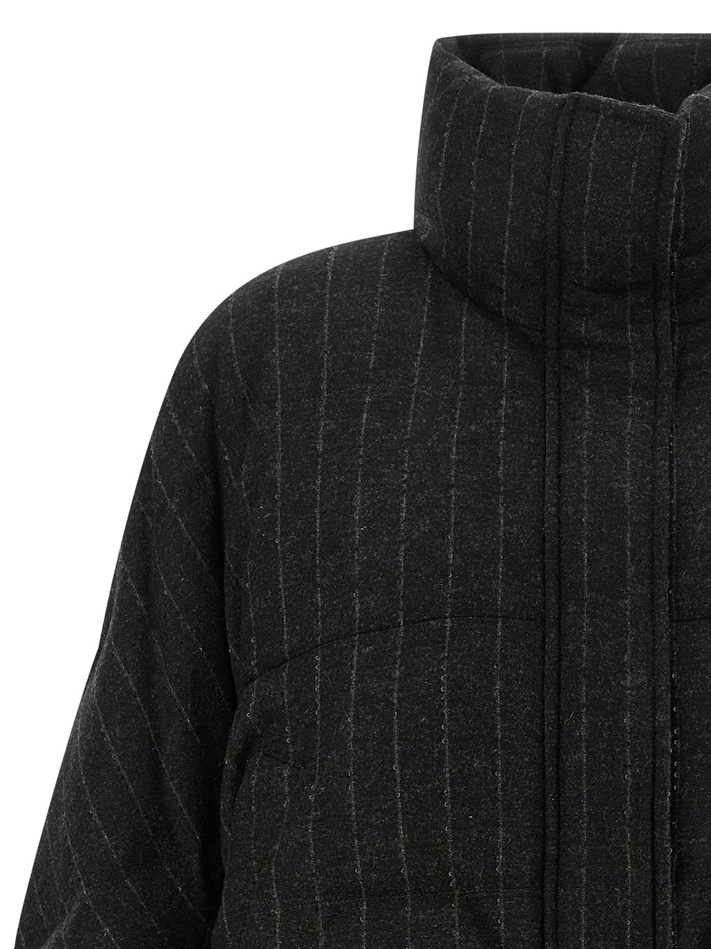 Brunello Cucinelli Micro Sequin Pinstriped Crop Down Jacket Brunello Cucinelli