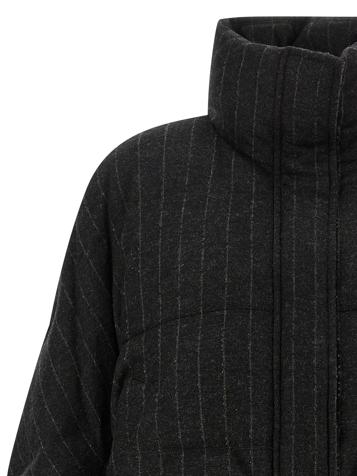 Brunello Cucinelli Micro Sequin Pinstriped Crop Down Jacket Brunello Cucinelli