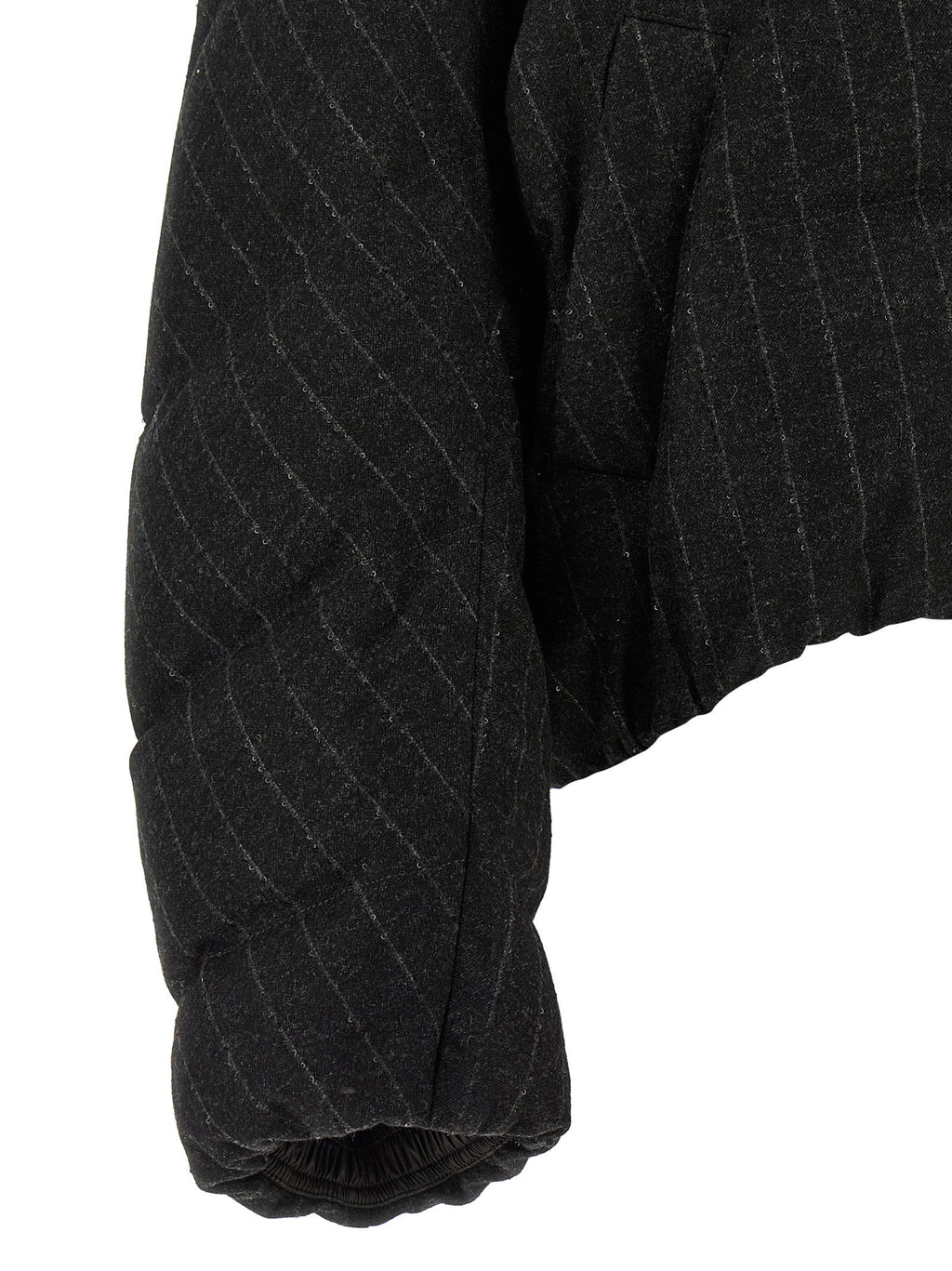 Brunello Cucinelli Micro Sequin Pinstriped Crop Down Jacket Brunello Cucinelli