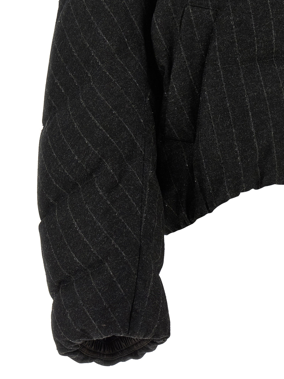 Brunello Cucinelli Micro Sequin Pinstriped Crop Down Jacket Brunello Cucinelli