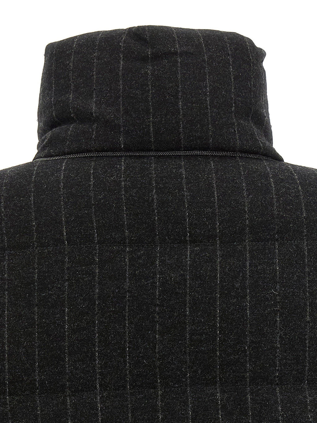 Brunello Cucinelli Micro Sequin Pinstriped Crop Down Jacket Brunello Cucinelli