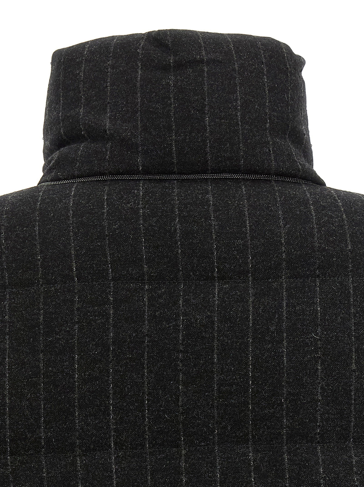Brunello Cucinelli Micro Sequin Pinstriped Crop Down Jacket Brunello Cucinelli
