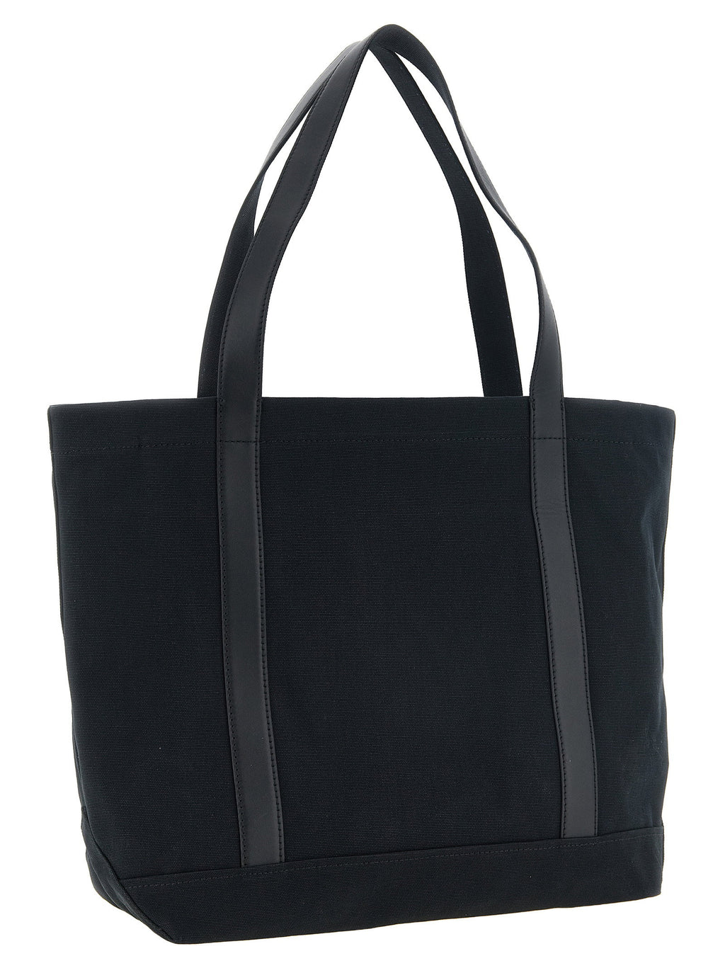 Maison Kitsuné Canvas And Large Leather Shopping Bag