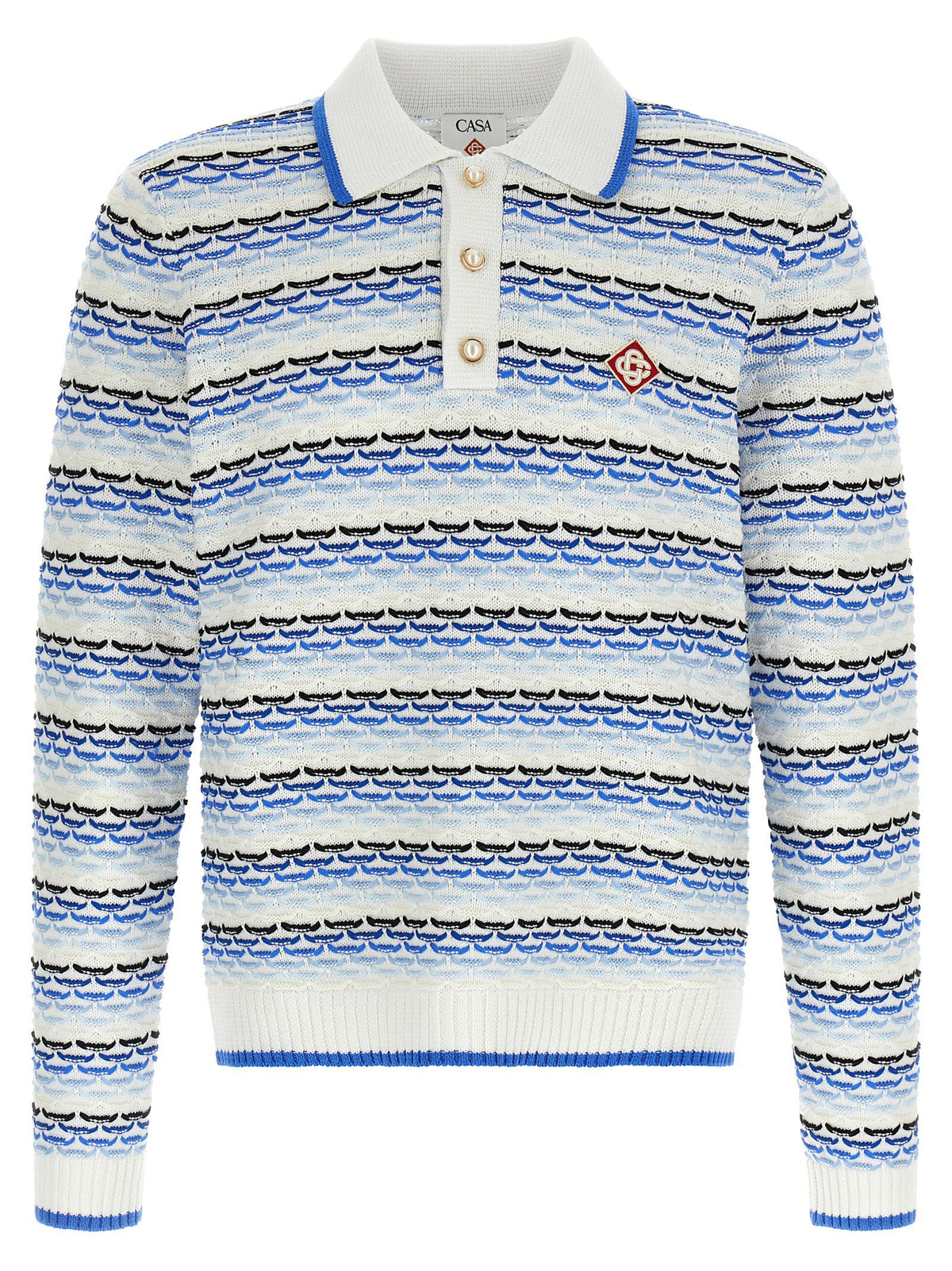 Casablanca Tuck Stitch Long Sleeve Polo Shirt