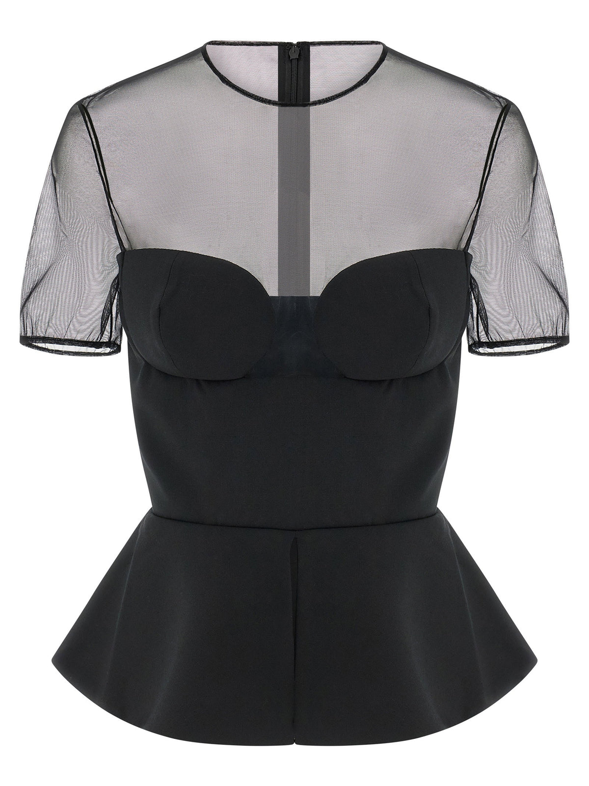 Nensi Dojaka Tailored Bustier With Sheer Neckline Top