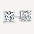 AGI Certified 2.00 CTW Princess Cut Lab Diamond Stud Earrings in 14K Gold Over Sterling Silver