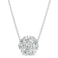 AGI Certified 4.00 CTW Round Lab-Grown Diamond Flower Cluster Pendant Necklace in 14K White Gold