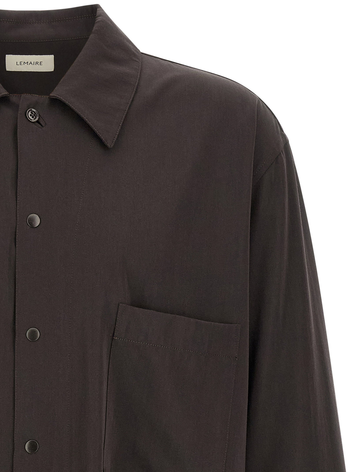 Lemaire Brown Wool Gabardine Overshirt