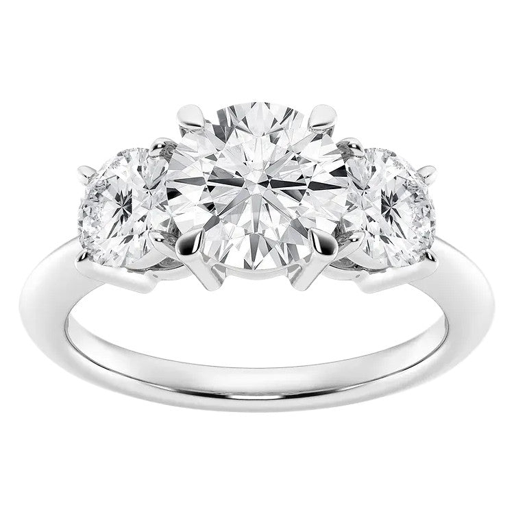 1.00 CTW Round Lab-Grown Diamond Three-Stone Engagement Ring in 14K White Gold Over Sterling Silver