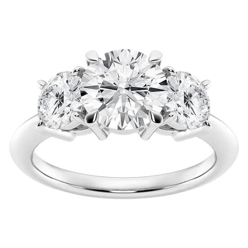 1.00 CTW Round Lab-Grown Diamond Three-Stone Engagement Ring in 14K White Gold Over Sterling Silver