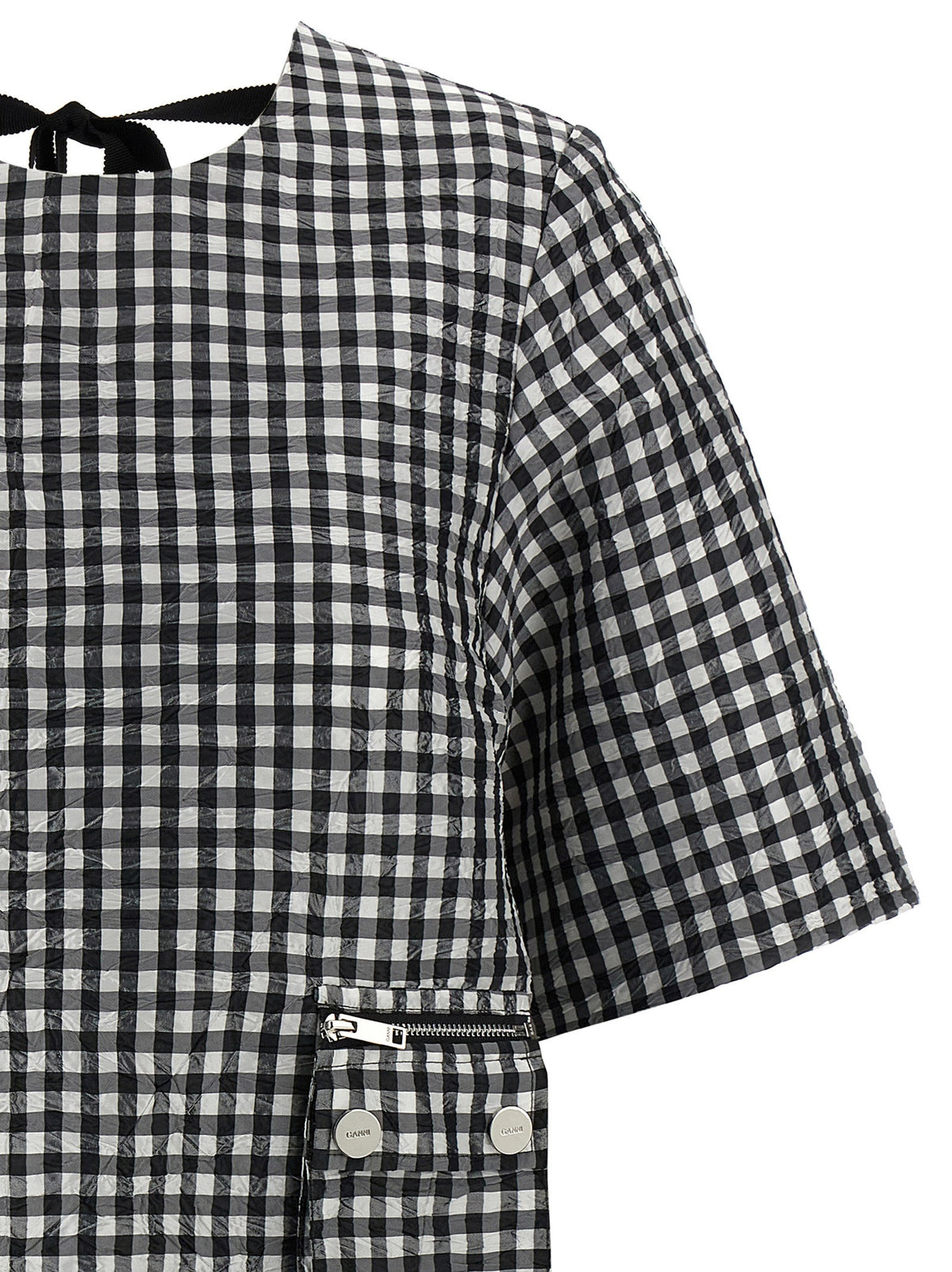 Ganni Crinkled Check Mini Dress