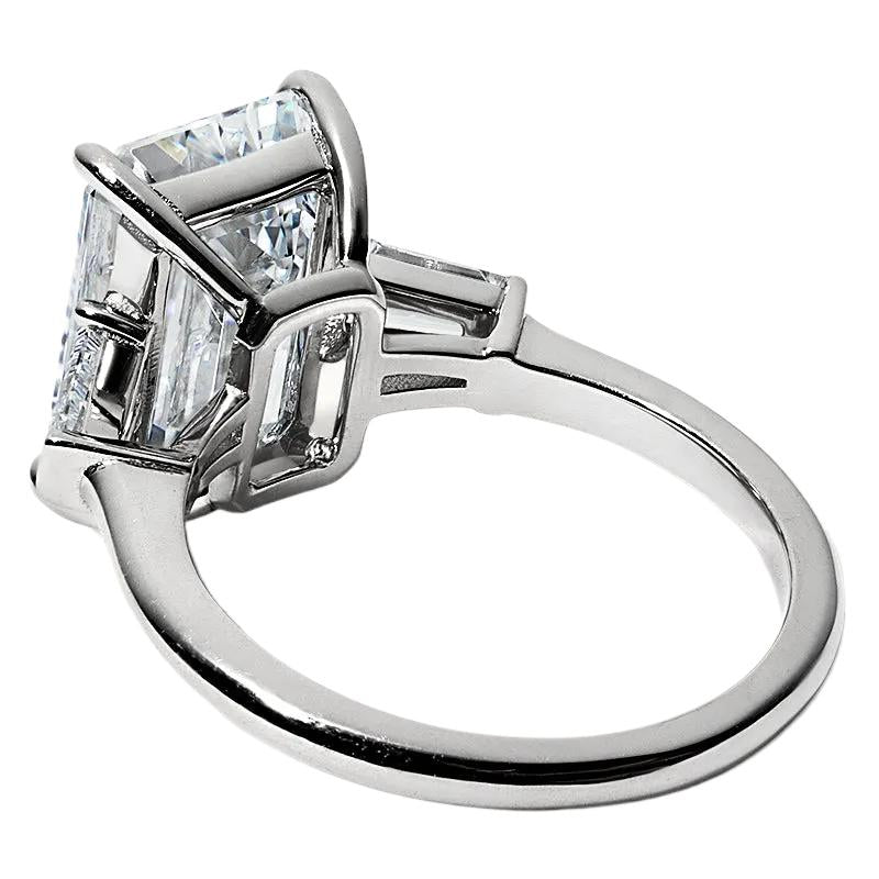 5.50 CTW IGI Certified F/VS Lab Grown Emerald Cut Diamond Ring with Tapered Baguettes in 14K White Gold