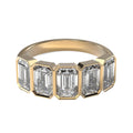 AGI Certified 3.50 CTW Emerald Cut Five Stone Bezel Set Lab Grown Diamond Band 14k Gold