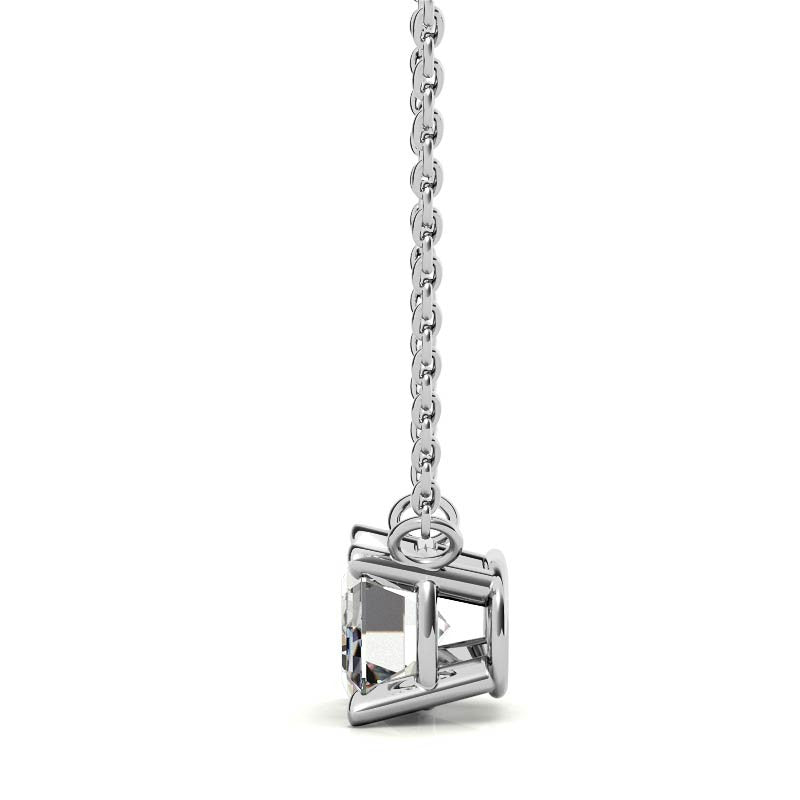 3.00 CTW AGI Certified Lab-Grown Emerald-Cut Diamond Solitaire Pendant in Choice Of 14K White or Yellow Gold
